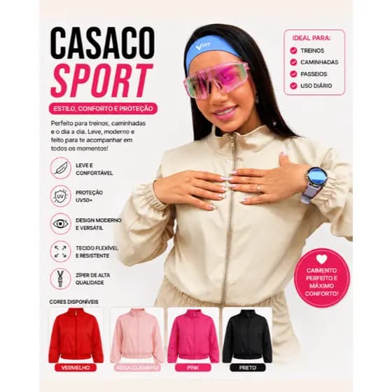 Casaco Corta Vento Bomber Jaqueta Confortável Tecido Respiirável Premium Corrida Musculação Academia