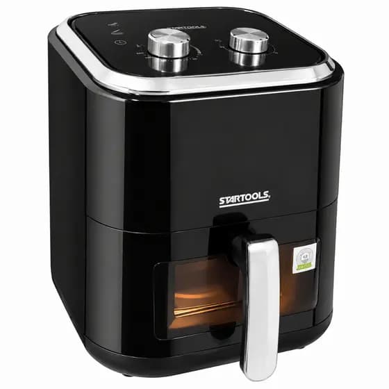 Fritadeira Elétrica Air Fryer Preta 5L 220 V | 1350 W Preparo Sem Óleo de Carnes Legumes Pão Queijo