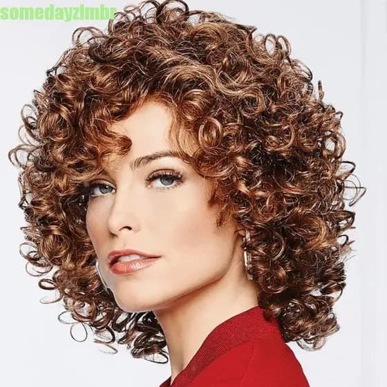 SOMEDAYZL0M Afro Encaracolado Peruca Extensões De Cabelo Falso Fibra Resistente Ao Calor Feminino Sintético Preto Macio
