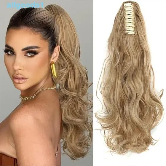 Extensões De Rabo De Cavalo Longo Ondulado ALLGOODS , Peça De Cabelo Sintético Encaracolado Criativo , Peruca Com Clipe
