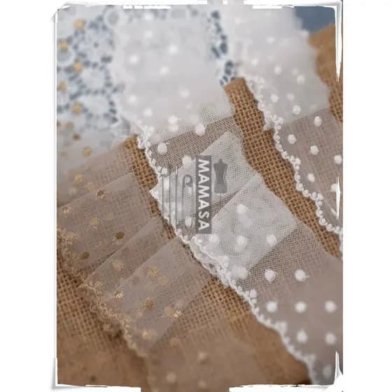 Gaze de poliéster de alta qualidade, ponto de seda, bordado, renda de poliéster, acessórios de renda, fio dourado DIY, M
