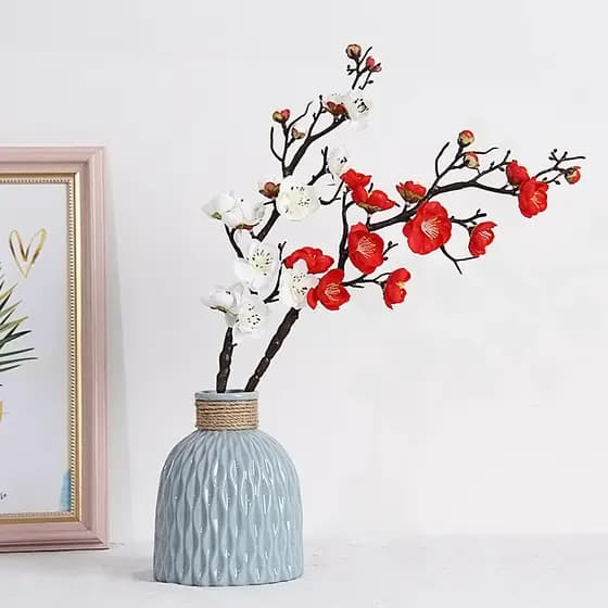 Simulação Flor de Ameixa Flor Falsa Flor de Seda Flor de Plástico Decoração de Árvore Grande Flor de Ameixa Ramo Falso A