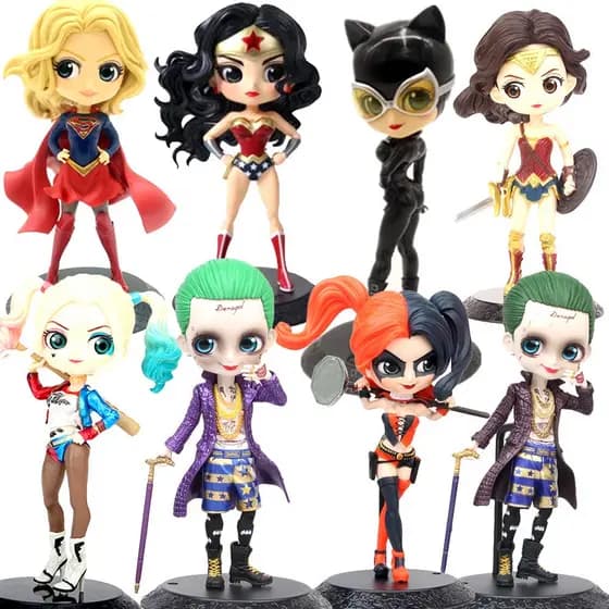 Qposket Harley Quinn Joker Mulher Maravilha Figuras De Ação Supergirl Catwoman Colecionável Boneco Brinquedos Infantis