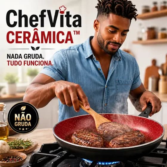 Frigideira 28CM Antiaderente Ceramica Tampa Vidro Revestimento Duravel Cozinha Pratica