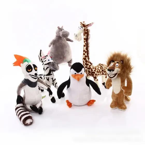 6 Estilos 25cm Madagascar Brinquedos De Pelúcia Figura Dos Desenhos Animados Leão Girafa Pinguim Zebra Hipopótamo Boneca
