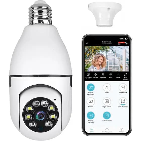 Câmera De Segurança IP WiFi 360 ° Luz Giratória À Prova D'água