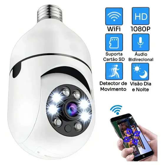 E27 LED Wi-Fi Full HD 360 ° Câmera De Segurança Colorida Branca