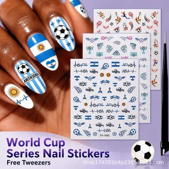 Copa do mundo futebol Manicure adesivos fã competição esportes adesivos de unhas Wearable unhas adesivos decorativos ros