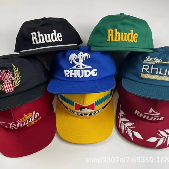 American Rhude Bordado Impresso Street Wear Verão Novo Estilo Chapéu de Sol Boné de caminhoneiro Homens Mulheres Série d