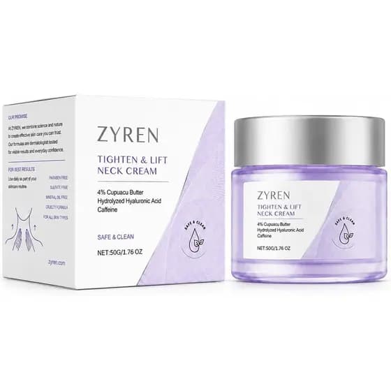 Creme para Pescoço Zyren Tighten & Lift 50ml, Creme Firmador para Pescoço para Cuidado de Flacidez, Creme Hidratante e C