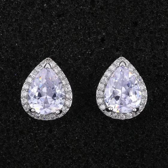 Brincos De Zircônia Prata Esterlina S925, Em Formato De Gota, Elegante E Lindos