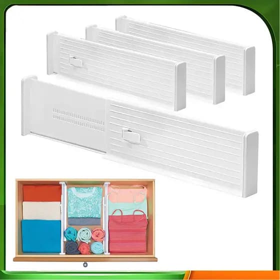 Divisor de gaveta retrátil ABS branco 27-47cm 4pcs caixa organizadora de armazenamento de gaveta