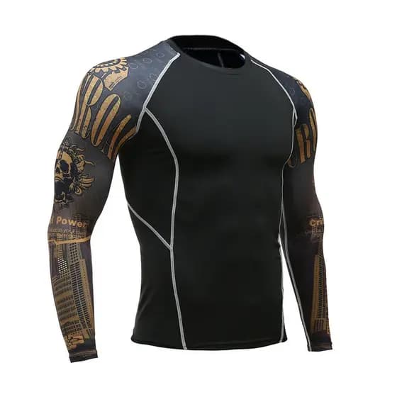 Men's Sun Protection Long Sleeve Cycling Shirt Compression Skin Sports T-Shirt Rashguard MMA Workout Base Layer