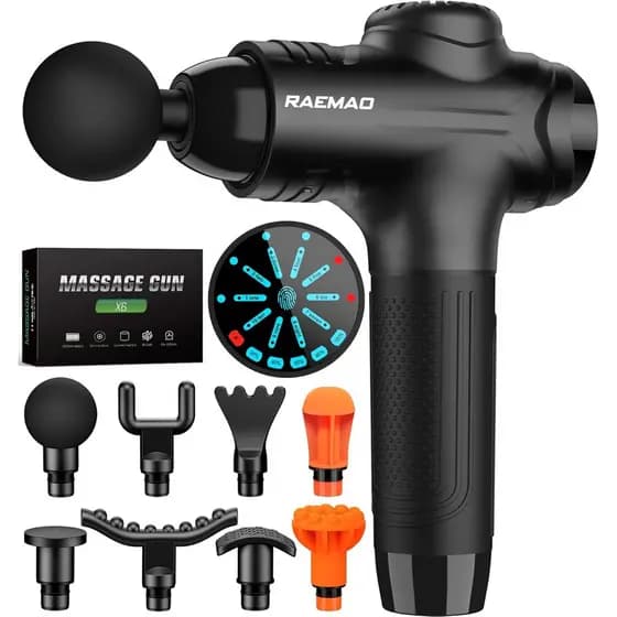 Pistola de Massagem, Massageador Muscular Elétrico Portátil para Atletas com 8 Cabeçotes Substituíveis, Massageador de P