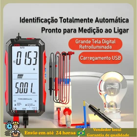 Novo 899C Inteligente Anti-Queimadura Multímetro Recarregável True RMS Testador De Tensão Hz Ohm Diodo Com Tela LCD 1Pc