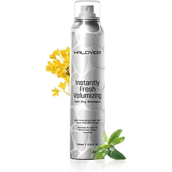 HALOVIDA Spray de Shampoo Seco Invisível para Cabelos Escuros — Sem Resíduos Brancos, Absorve a Oleosidade e Volumiza, M
