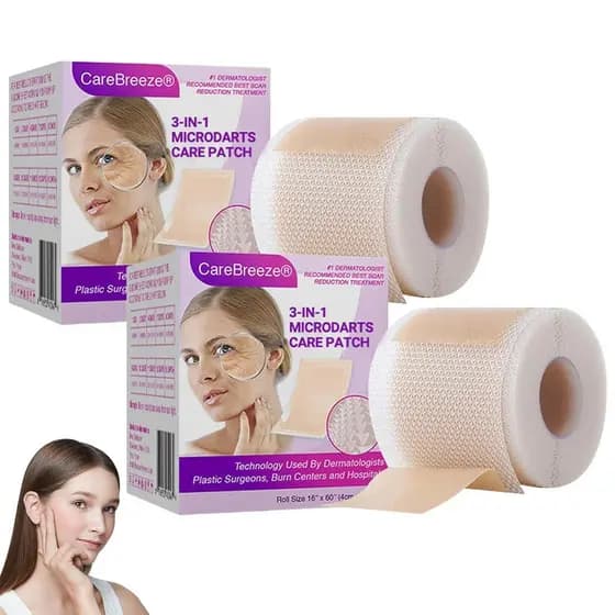Lonqi CareBreeze Adesivo Anti-Envelhecimento com Microdardos 3 em 1 (Rolo de 1,6" x 60" - 1,5M), Novo Adesivo Profission
