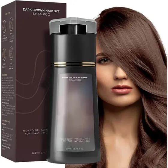 Shampoo para Cabelos Castanho Escuro, Shampoo Tintura Instantânea para Cabelos, Shampoo Tintura Instantânea 3 em 1, Sham