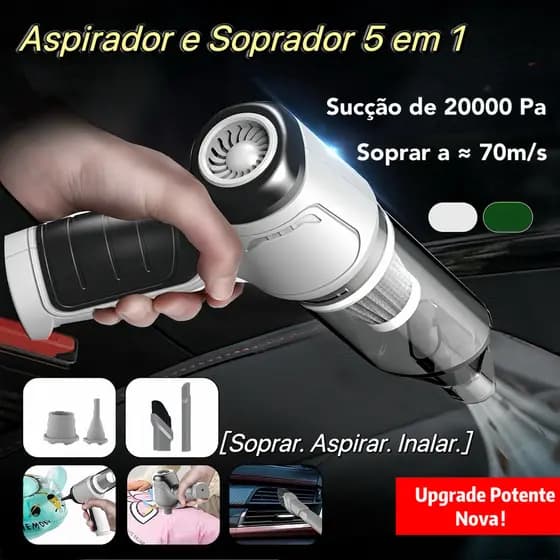 Nova Atualização!Aspirador e Soprador Portátil 5 em 1 - Alta Potência e Multifuncional para Limpeza Completa