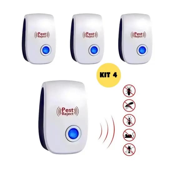 KIT Repelente Eletrônico Ultrassônico Mosca Pernilongos Baratas Morcegos