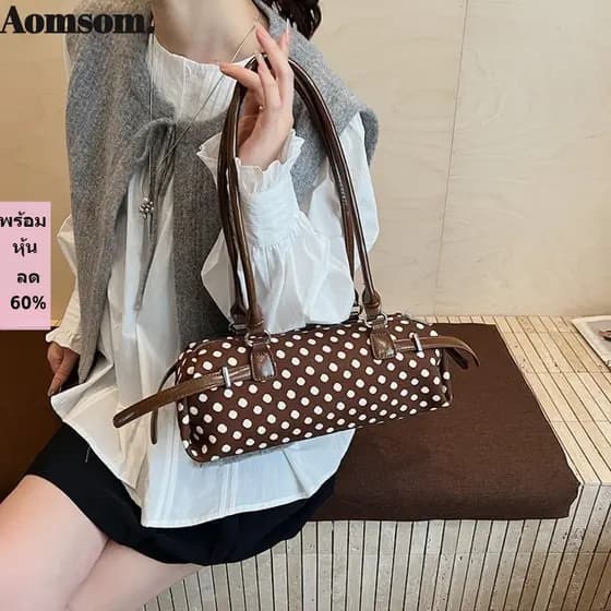 Bolsa Feminina AOMSOM , De Bolinhas Com Design De Zíper Ombro Elegante De Grande Capacidade