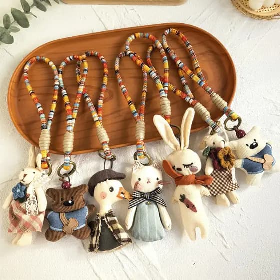 Bichos De Pelúcia Feitos À Mão Estilo Coreano Kawaii-Chaveiro De Travesseiro De Animal Fofo Para Bolsas , Presente De Fe