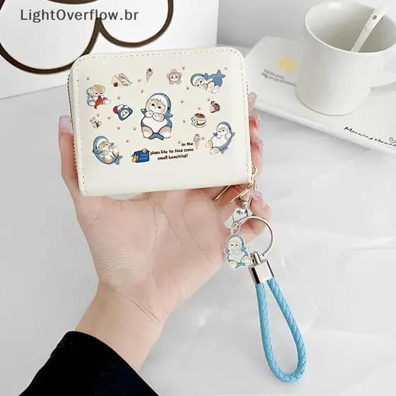 LOF Bolsa De Cartão Carteira Fofa Feminina Gato Estrela Desenho Animado Grande Capacidade Pacto BR