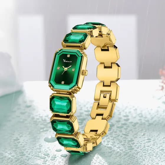 Cross-Border diamante moda senhoras relógio pequeno verde quadrado Dial relógio de quartzo feminino temperamento único r