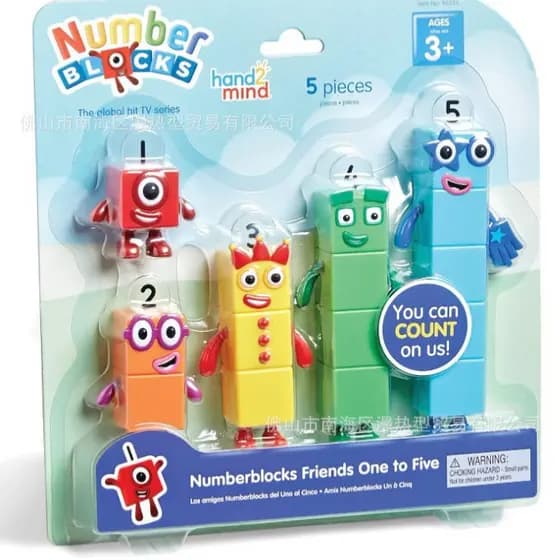 Hand2mind Numberblocks Friends Conjunto de boneca de desenho animado de um a cinco números Boneca de brinquedo