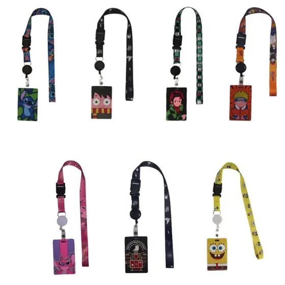 Kit Cordão Pescoço Fecho Engate Rápido + Porta Crachá Retrátil + Porta Cartão Emborrachado Personalizado