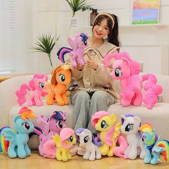 20cm-30cm-40cm Anime MINISO Boneca de Pelúcia My Little Pony Anime Brinquedo Macio e Confortável Pinkie Pie Cartoon Oona