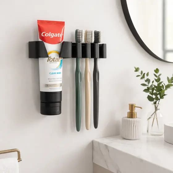 Suporte de Escova de Dente e Pasta | Organizador Parede Banheiro | Porta Escova Familiar
