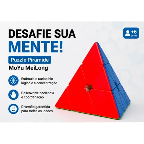 Cubo Mágico Pirâmide MoYu MeiLong Pyraminx Profissional - Quebra-Cabeça Antiestresse 3D | Giro Suave