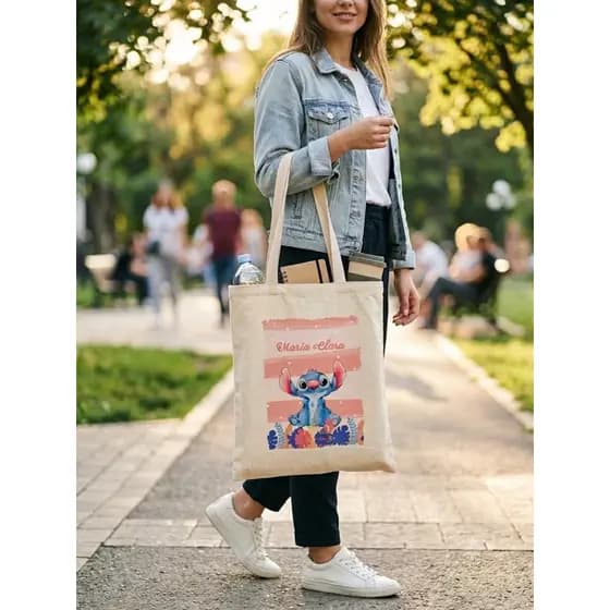 bolsa sacola Ecobag ecológica 100%algodão Lilo & Stitch