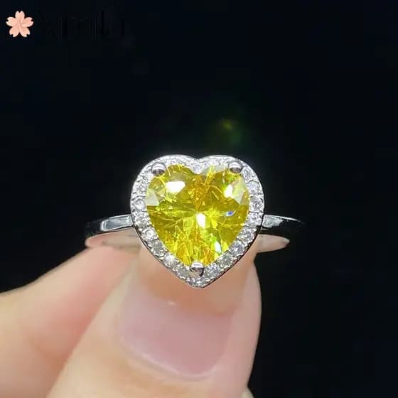 ❤ Moda novo produto romântico amor citrino anel feminino temperamento cheio de diamante jóias de casamento
