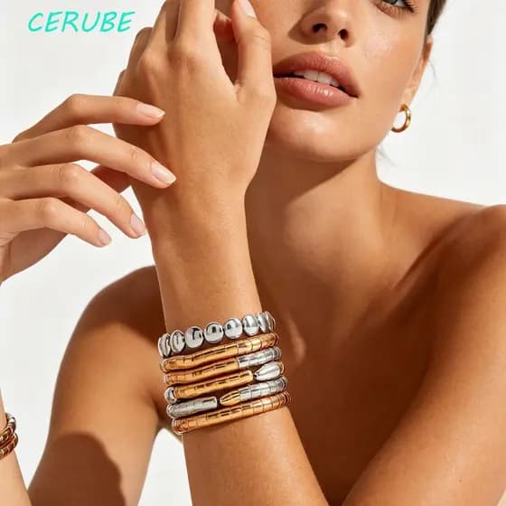 Conjunto De Pulseira De Colar De Contas CERUBE , Gargantilha Multicamadas Empilhável Em Camadas , Corrente De Clavícula
