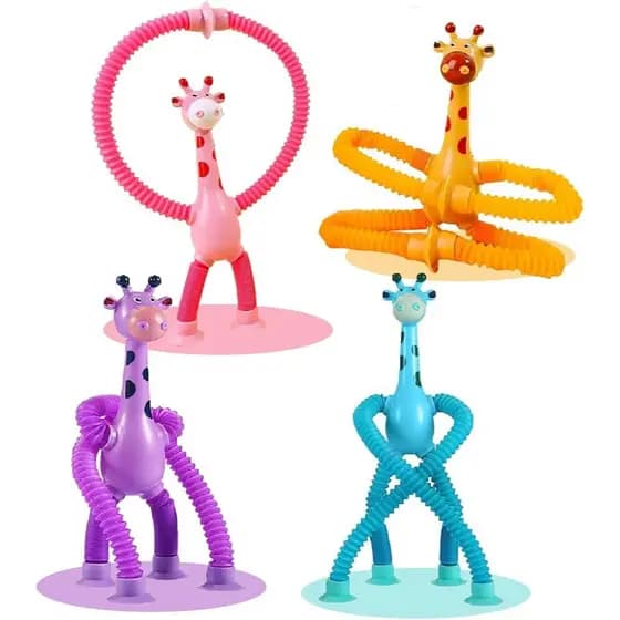4 Peças Tubos Pop Girafa Ventosa Brinquedos Autismo Presentes Sensoriais Para Crianças Meninos Meninas Idades 3 4 5