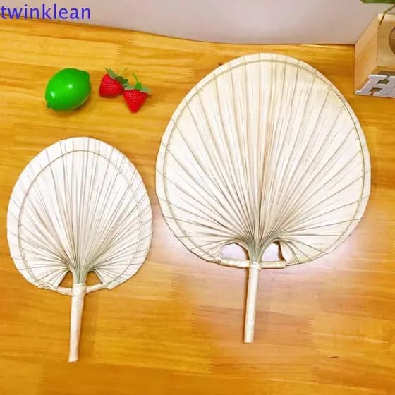 Ventilador De Folha De Palmeira Tecido À Mão TWINKLEAN , Ventiladores De Palha Tecidos Feitos Anti-Mosquito Estilo Chinê
