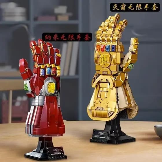 800 peças blocos de construção Lego Thanos luvas infinitas luvas do homem de ferro super-herói menino brinquedos montado