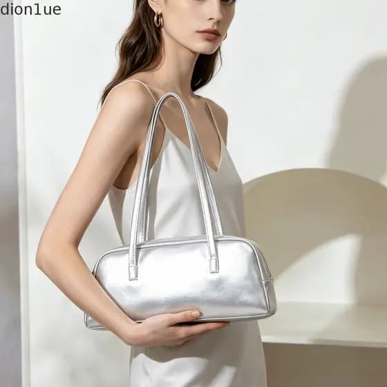 DION1UE Bolsa Para Axilas Boston , Francesa De Couro PU De Grande Capacidade Simples De Ombro Único De Cor Pura