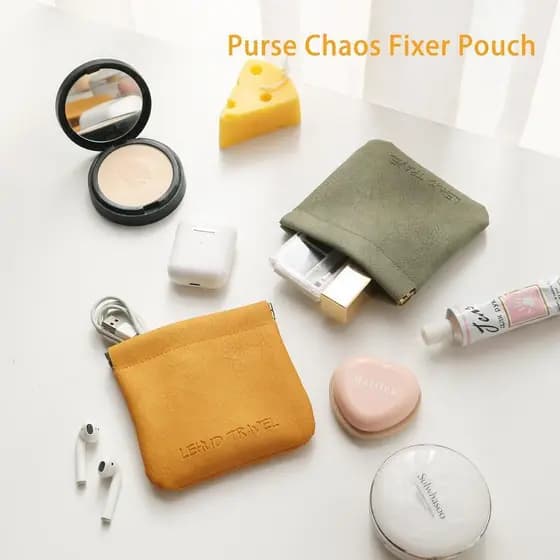 Bolsa Organizadora Mini com Fecho Automático para Chaves, Moedas, Batom, Cartões e Essenciais em Cores Marshmallow, Orga