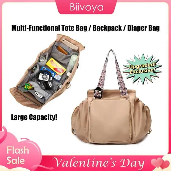 BIIVOYA Bolsa Multifuncional Feminina de Moda para Mães/Fraldas/Compras/Ombro — Mochila Grande para Viagens | Bolsa Ex