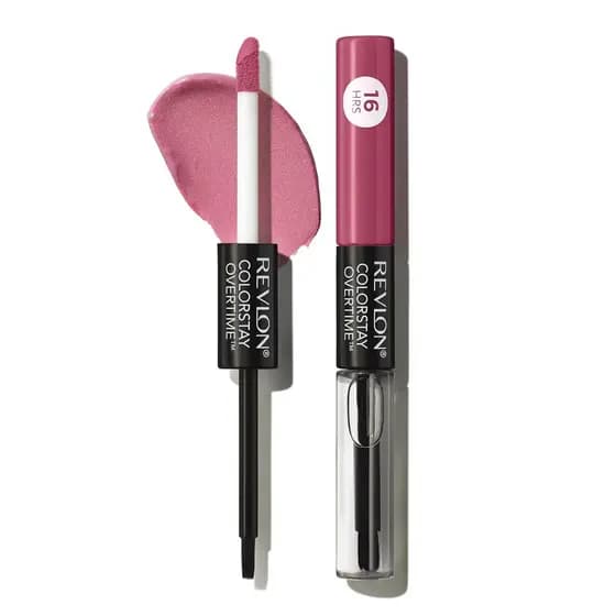 Batom Líquido Revlon com Brilho Labial Transparente, ColorStay Overtime Lipcolor, Dupla Ponta com Vitamina E, 005 Infini
