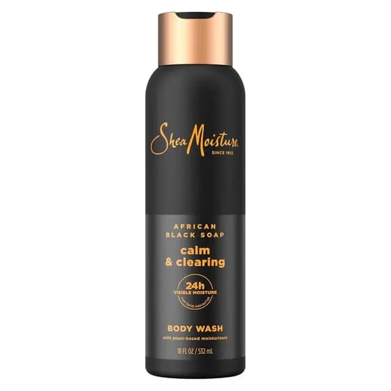 Sabonete Líquido Corporal SheaMoisture African Black Soap, calmante e purificante, para hidratação visível 24H, para uma