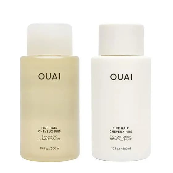 Conjunto de Shampoo e Condicionador OUAI Fine - Shampoo e Condicionador Sem Sulfato para Mulheres e Homens - Feito com Q