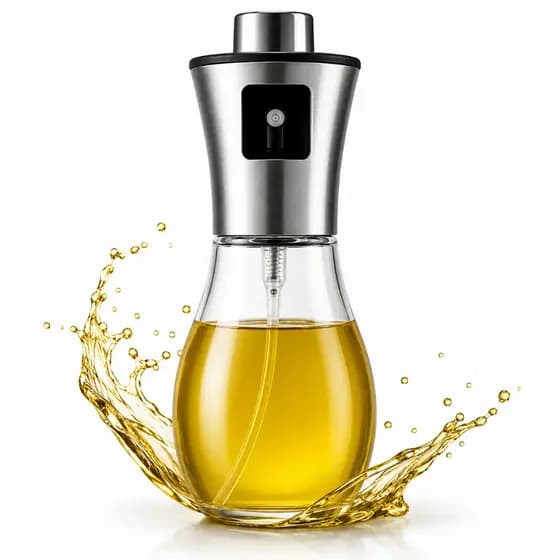 Spray Pulverizador de Azeite 200ml Borrifador de Óleo Vidro Inox para Air Fryer Saladas Cozinha