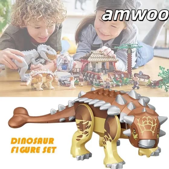 Tijolo De Construção De Dinossauro Jurássico AMWOO , Design Educacional Montar Blocos Modelo