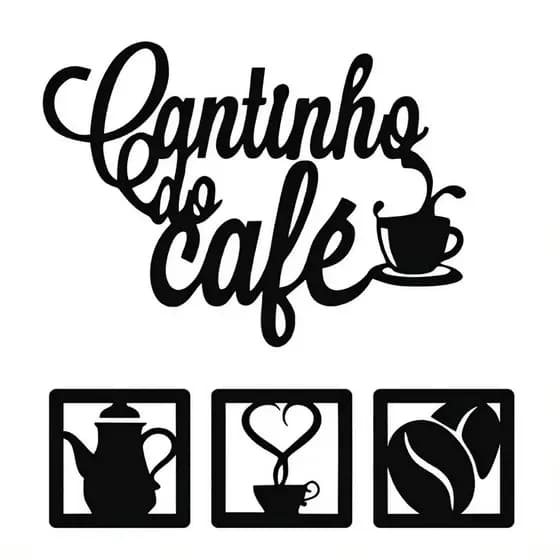 Kit Decorativo Quadro Cantinho Café Sala Cozinha MDF Dupla Face