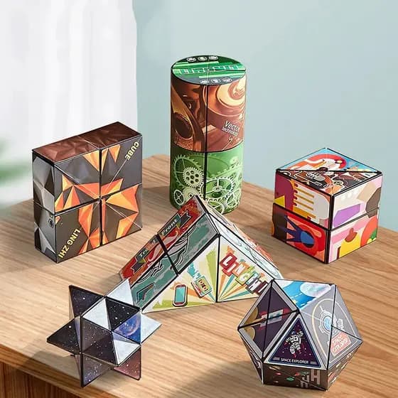 Crianças Cubo Mágico Jogo Quebra-Cabeça Brinquedos Forma Caixa De Mudança Geométrica Mutável 3D Descompressão Mão Flip P
