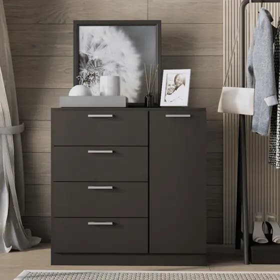 Cômoda Helena Quarto 4 Gavetas 1 Porta Branca Sapateira Organizadora Multiuso Roupeiro Bonatto